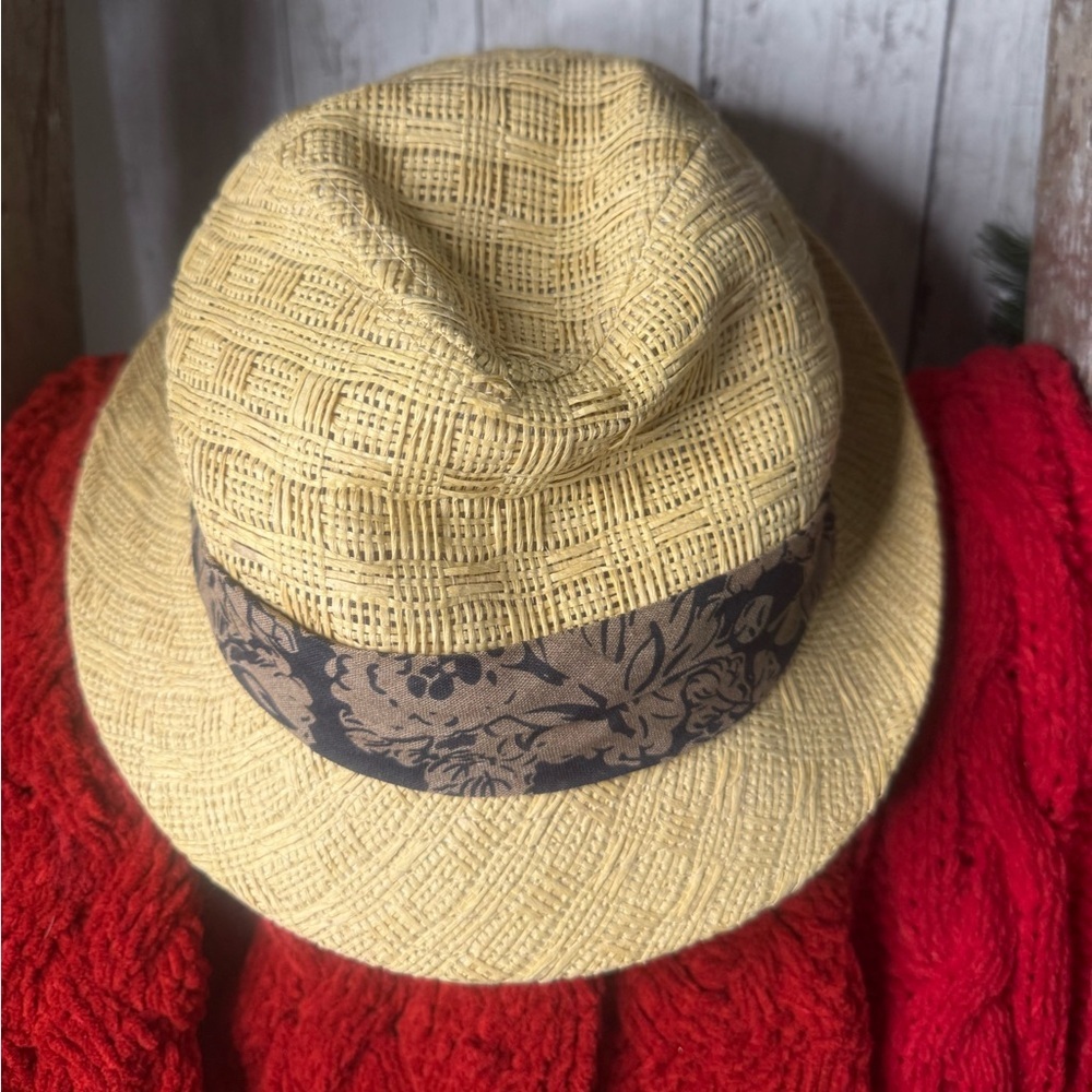 Men's Lg Original Panama Jack Straw Fedora Hat W/ Band Decor